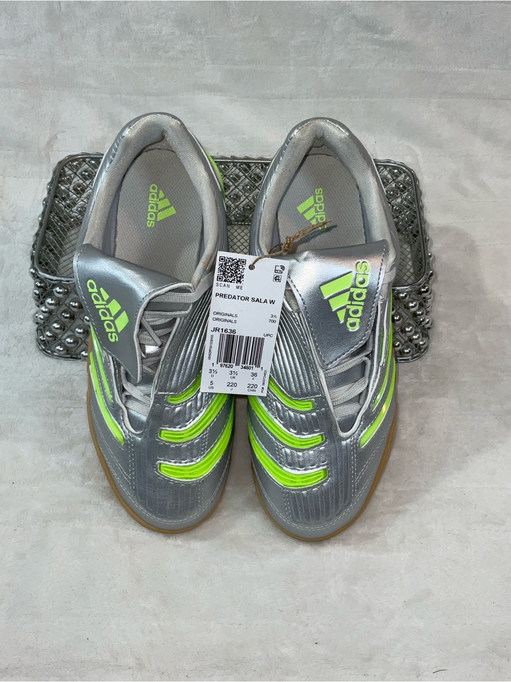 Adidas Predator Sala W Silver Green Futsal Sz Youth 3.5Y Women's 5 JR1636